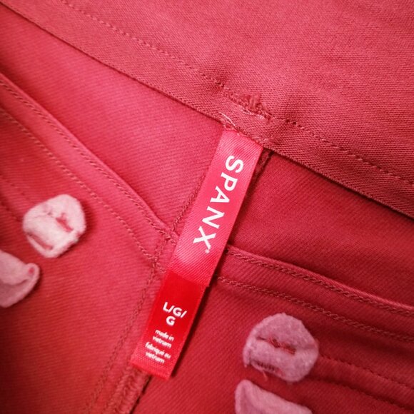 Spanx Stretch Twill Wide Leg Cropped Pants Wild Rose L Pull On Shaping Pockets - Picture 8 of 16